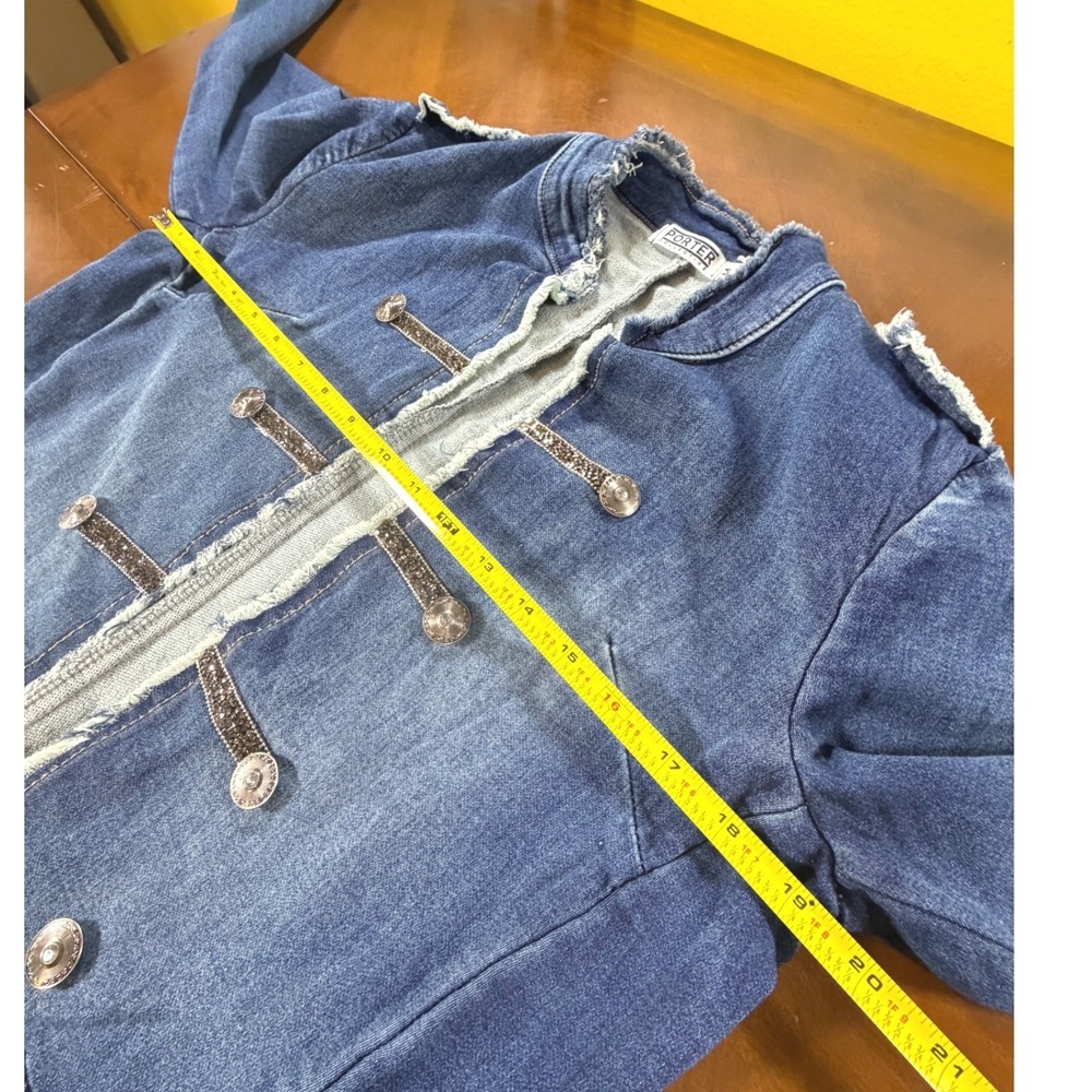 Napoleon Denim Jacket Womens Med Military Porter‎ Collective Blue Jean Open - Picture 7 of 12